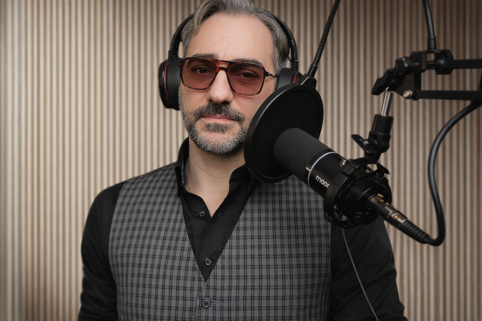 Joey Francess recording his podcast